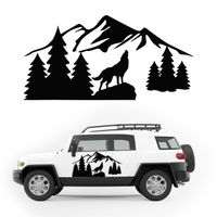NAKLEJKA NA BOK AUTA dekoracyjna wilk las KAMPER camper auto samochód 100cm