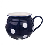 DUŻY KUBEK CERAMICZNY JUMBO NIEBIESKI W GROCHY KROPKI DO HERBATY 850 ML