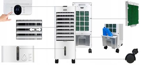 Klimatyzator wodny przenośny HAXON ZAX 4w1 LED nawilżacz pilot + wkłady na Arena.pl