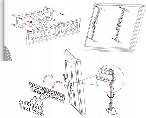 UCHWYT DO TELEWIZORA 32-85 CALI obrotowy EXTRA MOCNY DO 45KG wieszak TV hak na Arena.pl