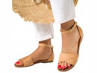 SANDAŁY DAMSKIE NA PŁASKIM OBCASIE LEKKIE KOMFORTOWE OBUWIE LETNIE r 38