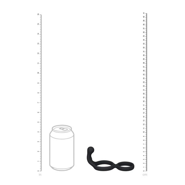 Silicone Double Cockring With Anal Stimulator - Black zdjęcie 5