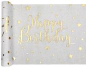 Bieżnik materiałowy urodzinowy Happy Birthday beżowy 0,28 x 3 m