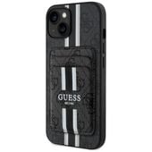 Etui Guess 4G Stripes z portfelem Magsafe do iPhone 15 czarny