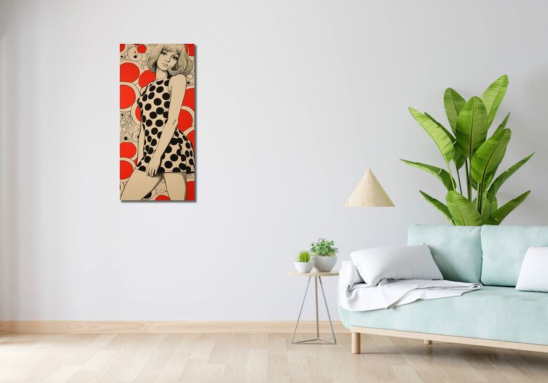 Obraz 40x90cm Czerwone Kropki zdjęcie 2