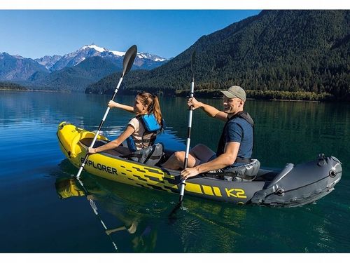 Kajak dmuchany Explorer K2 312x91x51cm INTEX 68307 2 miejsca wiosła na Arena.pl