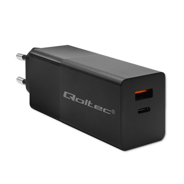Qoltec Mocna Ładowarka GaN POWER PRO 1xUSB-C 1xUSB 100W 5-20V 1.5-3.35A PD zdjęcie 1