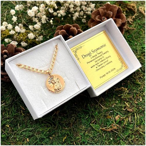 ZŁOTY ŁAŃCUSZEK I MEDALIK DLA CHŁOPCA / PAMIĄTKA CHRZTU KOMUNII + GRAWER na Arena.pl