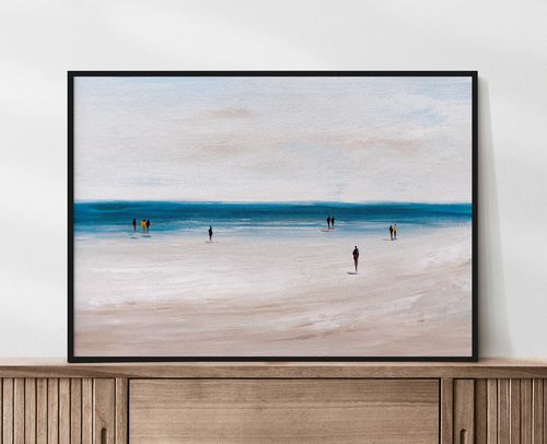 Plakat plaża abstrakcja poziom 30x40 cm w czarnej ramie na Arena.pl