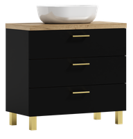 Szafka łazienkowa ROMA 80 czarna z umywalką Blanco (W7)