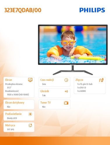 Philips 32'' 323E7QDAB IPS DVI HDMI Głośniki na Arena.pl