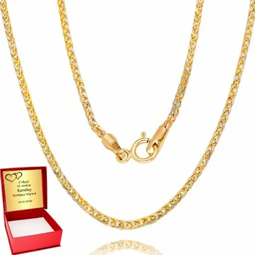 Złoty Łańcuszek 585 Klasyczny Wzór Szeroki Grawer zdjęcie 1