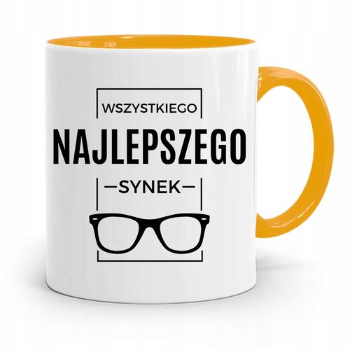 Kubek Żółty Prezent Dla Syna Wszystkiego Najlepsze Z Nadrukiem Ze Zdjęciem na Arena.pl