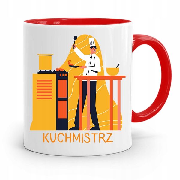 Kubek Czerwony Dla Kucharza Kucharki Kuchmistrz Z Nadrukiem Ze Zdjęciem zdjęcie 1