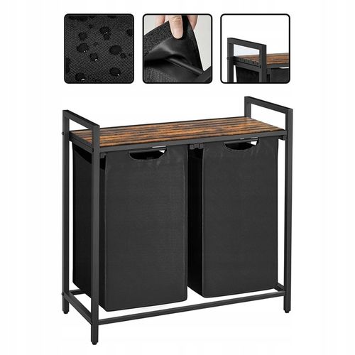 Kosz wolnostojący 2 PRZEGRÓDKI na pranie 2x46L 73 x 33 x 72 CZARNY z na Arena.pl