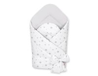 Dwustronny rożek dla niemowląt miękki z wiązaniem - mini gwiazdki szare