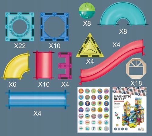 Klocki magnetyczne konstrukcyjne zestaw tor kulkowy XXL 98 elementów na Arena.pl