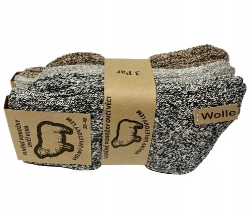 3x Ciepłe grube ZIMOWE skarpety wełniane MERYNO 3x na Arena.pl