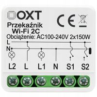 OXT Mikro Przekaźnik 2 Kanałowy 10A 230V AC 12-24V DC WiFi TUYA Smart Life