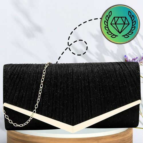 Torebka Wieczorowa Czarna Kopertówka Wizytowa Błyszcząca Ślub Wesele mała na Arena.pl