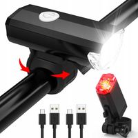 Zestaw świateł rowerowych PRZÓD + TYŁ WODOODPORNE USB