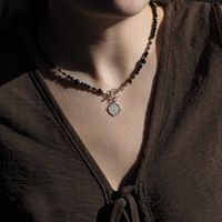 Naszyjnik- Turmalin czarny kulki, zawieszka oko proroka i srebro