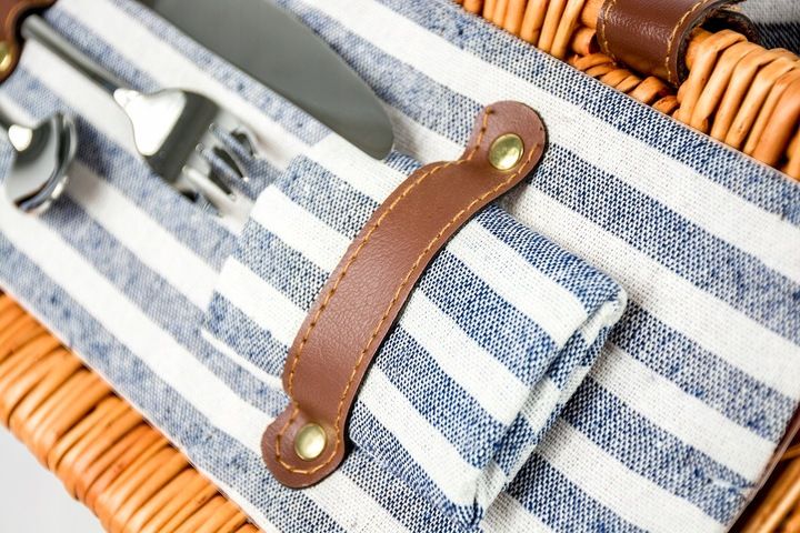 PLECIONY KOSZ PIKNIKOWY WIKLINOWY DLA 2 TERMOTORBA KOCYK IZOLACJA SZTUĆCE zdjęcie 2