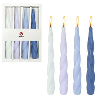 Świece Stożkowe Spiralne Bezzapachowe Niebieskie 19 cm Zestaw 4 szt Wosk