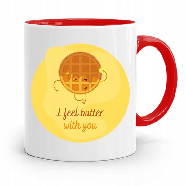 Kubek Czerwony Dla Chłopaka I Feel Butter With You Z Nadrukiem Ze Zdjęciem zdjęcie 1