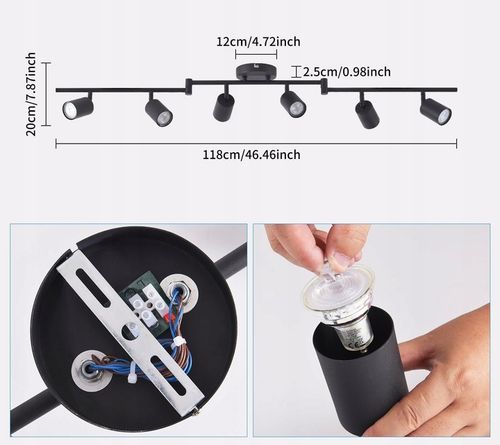 Lampa sufitowa kinkiet spot oprawa halogenowa natynkowa 6x GU10 na Arena.pl
