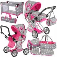 WÓZEK DLA LALEK GŁĘBOKI SPACERÓWKA GONDOLA KINDERPLAY + ŁÓŻECZKO DLA LALKI