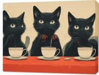 Obraz 90x70cm Czarna Kocia Kawiarenka