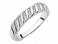 Srebrny Pierścionek z Cyrkoniami Szeroka Obrączka Srebro 925 Rodowany