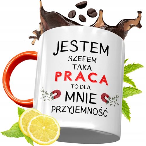 Kubek Pomarańczowy Dla Szefa Prezent Z Nadrukiem Ze Zdjęciem na Arena.pl