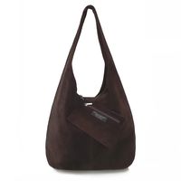 VERA PELLE torebka zamszowa worek na ramię z saszetką V132 c.brązowa