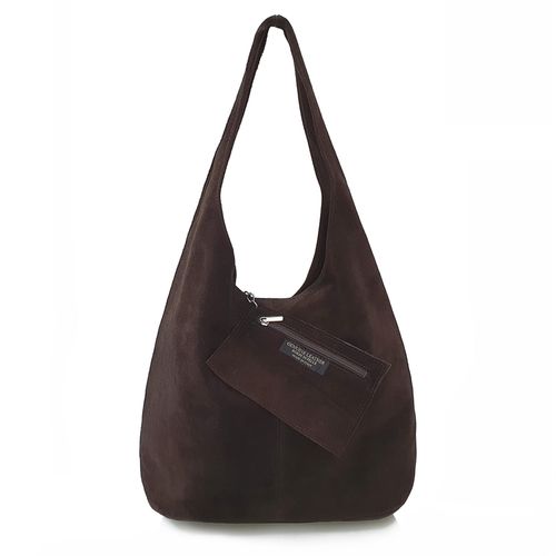 VERA PELLE torebka zamszowa worek na ramię z saszetką V132 c.brązowa na Arena.pl