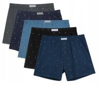 5 PAR BOKSERKI BAWEŁNIANE MĘSKIE KLASYCZNE WZORY COTTON WORLD KOMPLET - L