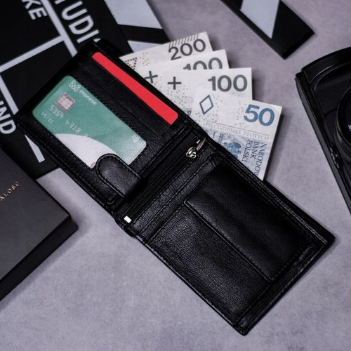 SEPHER Portfel Skórzany męski CZARNY piozomy SKÓRA na Arena.pl