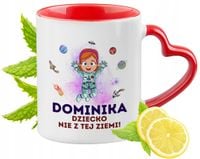 Kubek Czerwony Z Uszkiem W Kształcie Serca Dla Dominiki Na Prezent