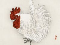 Plakat 20x15cm Japanese Bantam,  Kōno Bairei  Vintage do Salonu