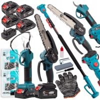 ZESTAW PIŁA 6"+SEKATOR + WYSIĘGNIK AKUMULATOROWY TELESKOPOWY 4M 4X BATERIA