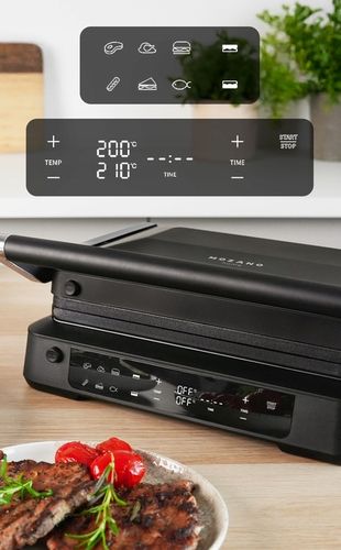 GRILL ELEKTRYCZNY OPIEKACZ ROZKŁADANY 6 PROGRAMÓW 2 TERMOSTATY 2000W na Arena.pl