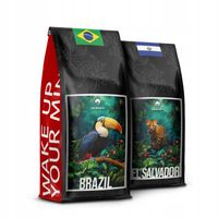 KAWA ZIARNISTA 2x500g ŚWIEŻO PALONA BRAZIL+SALVADOR 100% ARABIA - BLUE ORCA