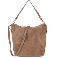 VERA PELLE torebka damska zamszowa listonoszka z paskiem V027 taupe