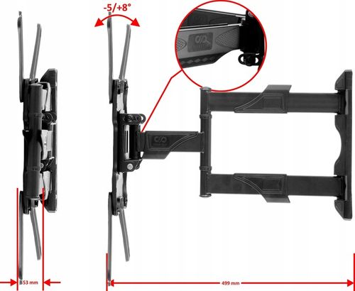 UCHWYT DO TELEWIZORA TV 32-55" WIESZAK REGULOWANY ŚCIENNY + CZĘŚCI na Arena.pl
