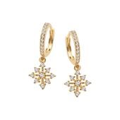 srebrne pozłacane kolczyki wiszące śnieżynki z cyrkonią - kdk6407y