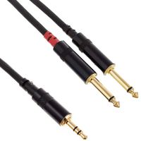 Kabel audio sygnałowy mini Jack 3,5 mm Jack 6,3 mm 1,5m pozłacany pro snake
