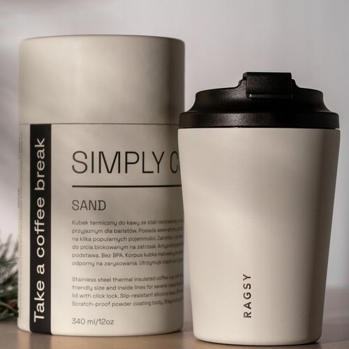 Kubek Termiczny ze stali nierdzewnej BPA FREE Simply Cup 340 ml - Sand na Arena.pl