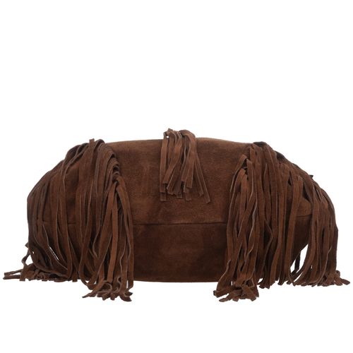 VERA PELLE torebka zamszowa worek z frędzlami i paskiem V571 c.brązowa na Arena.pl