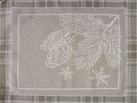 Bieżnik obrus dekoracyjny HOLLY 45x100 beżowy kratka śnieżynki szyszka